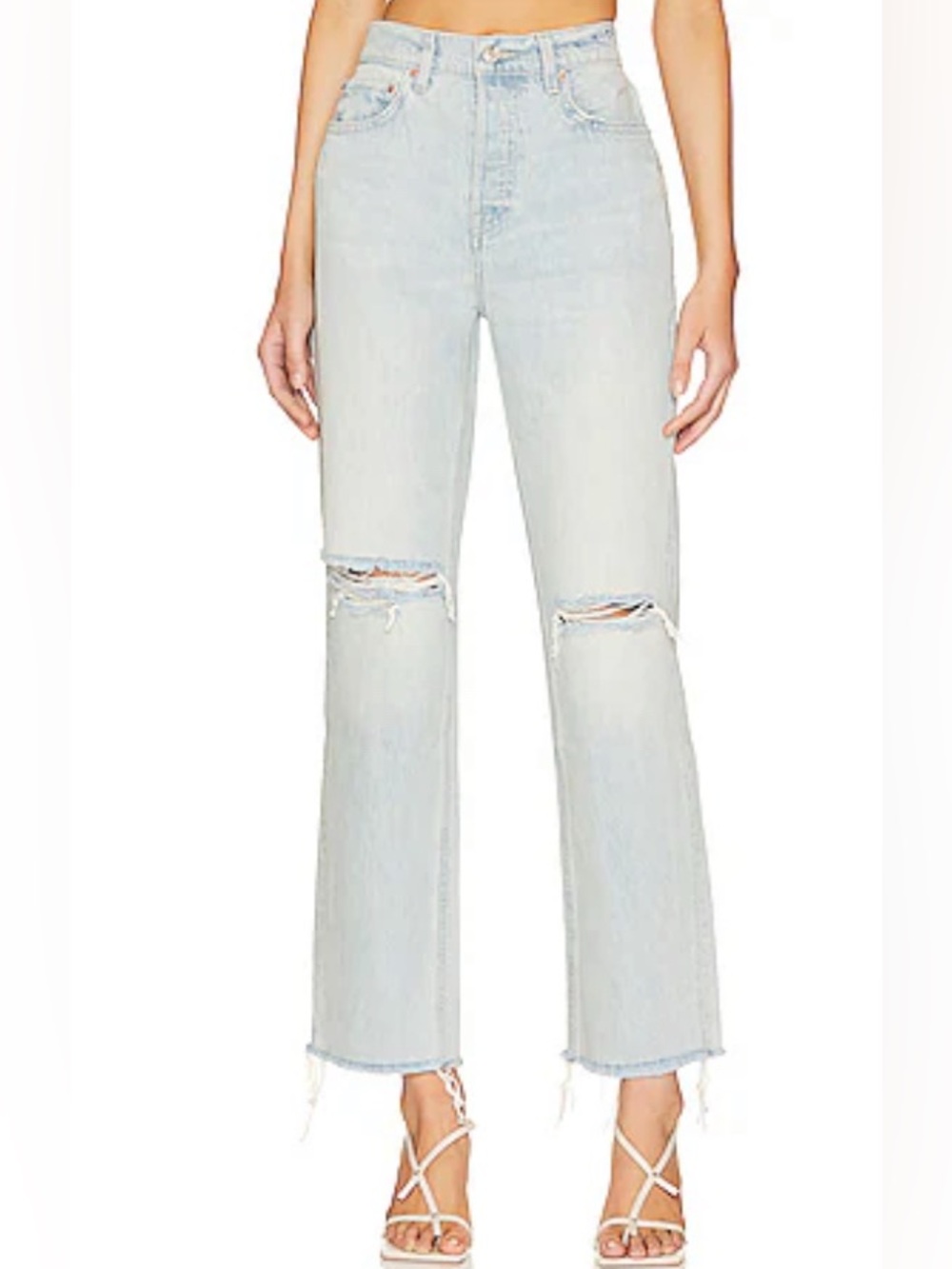 NWOT GRLFRND The Cassidy Mid Straight Leg Distressed Jeans In Palm Desert 26